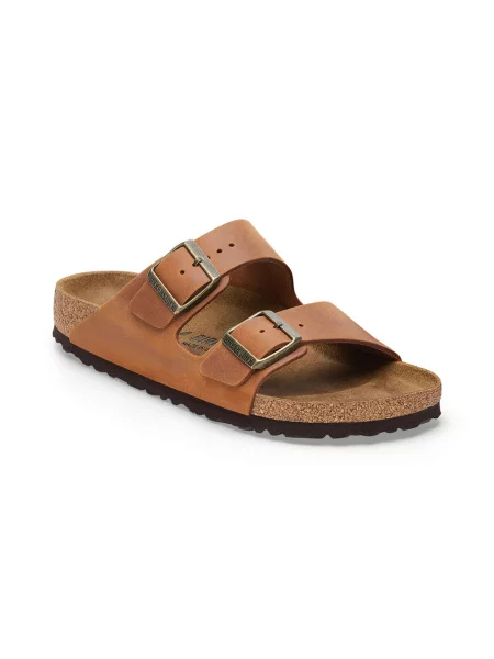 Klapki Birkenstock skórzane brązowe