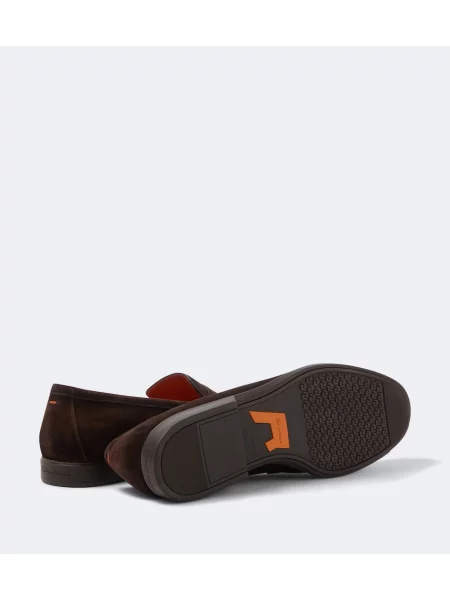Pantofi loafer Santoni din piele de căprioară maro