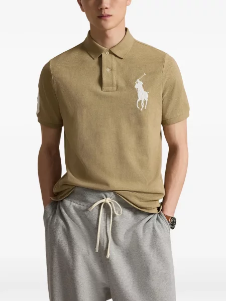 Мрежеста риза Polo Ralph Lauren с автограф с връзки зелено