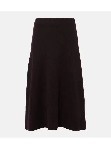 Fustă midi The Row de mătase până la genunchi maro