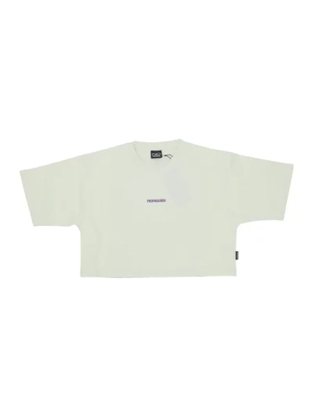 Koszulka Propaganda z krótkim rękawem o krotszym kroju beżowa