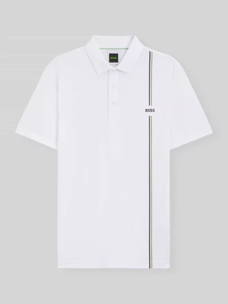 T-shirt o kroju regular fit sport z taśmą z logo Boss Green biała