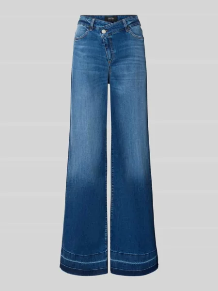 Jeansy w kroju z wysokim stanem bootcut z szerokim brzegiem Marc Cain niebieskie