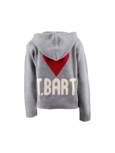 Sweter Mc2 Saint Barth wełniany z kapturem szary