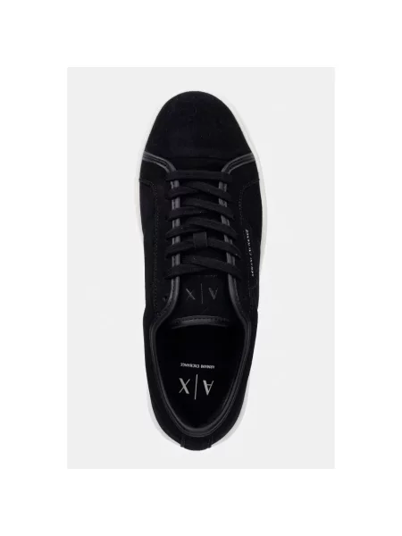 Sneakersy Armani Exchange sznurowane zamszowe czarne