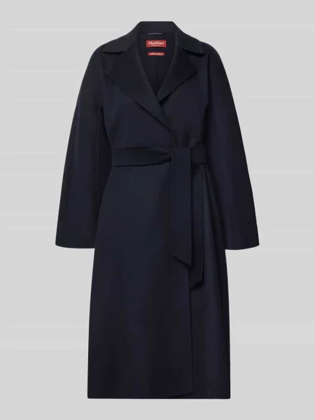Płaszcz wełniany krój regular fit z dodatkiem kaszmiru model CLES' Max Mara Studio granatowy