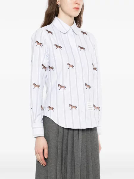 Cămașă Thom Browne cu broderie albastru