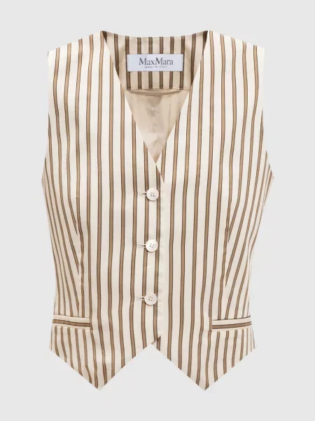 Жилет FAUNO в смужку із шовком Max Mara бежевий