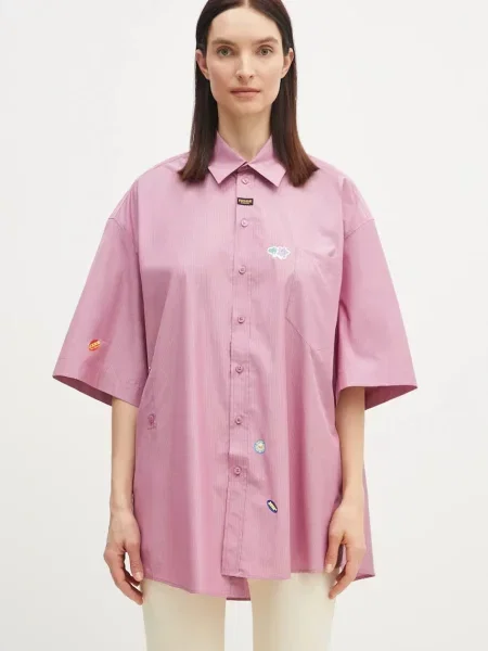 Martine Rose koszula Boxy Wrap relaxed z kołnierzykiem klasycznym fioletowy