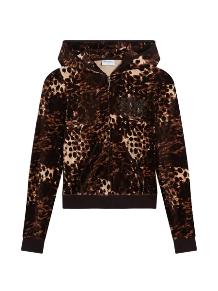 Hanorac cu glugă Juicy Couture cu imagine cu model leopard maro