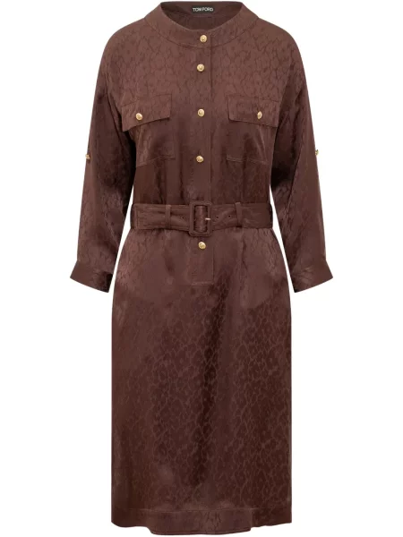 Rochie tip cămașă Tom Ford de costum maro