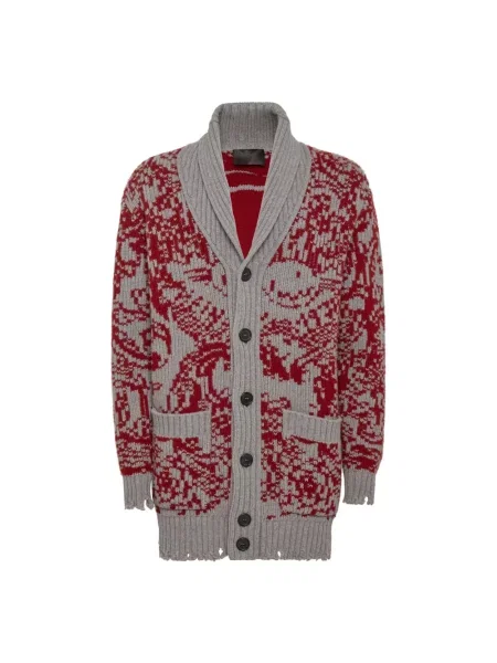 Długi kardigan Philipp Plein wełniany szary