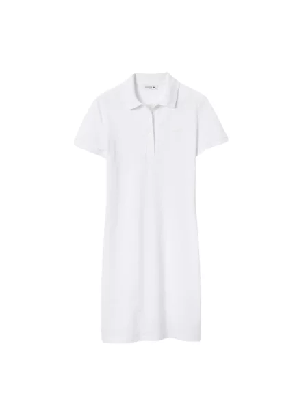Sukienka polo z mieszanki bawełny krój slim fit Lacoste biała