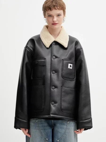 Kurtka przejściowa Carhartt Wip wełniana czarna