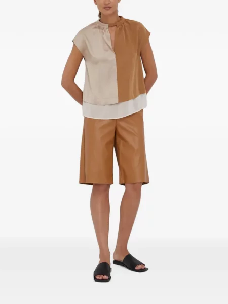 Pantaloni scurți Sisley din piele maro