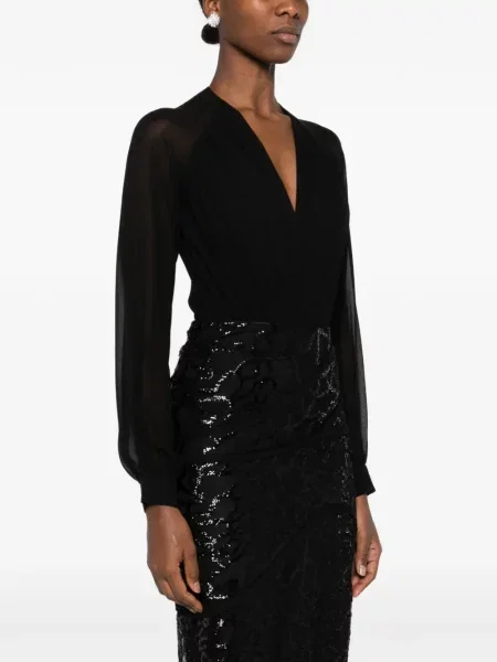 Długa bluzka Botsi kopertowa czarna