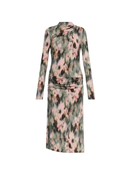 Rochie midi Off-white cu imagine cu imprimeu abstract alb