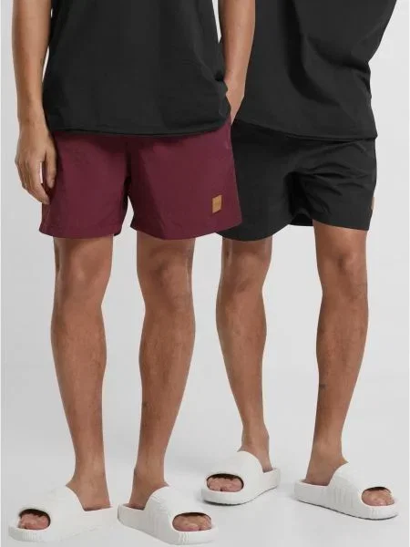 Urban Classics Plavecké šortky bordó / černá bílá