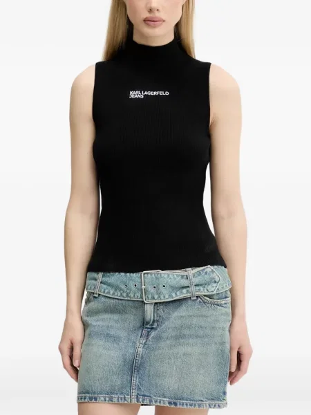 Top Karl Lagerfeld Jeans cu autograf negru
