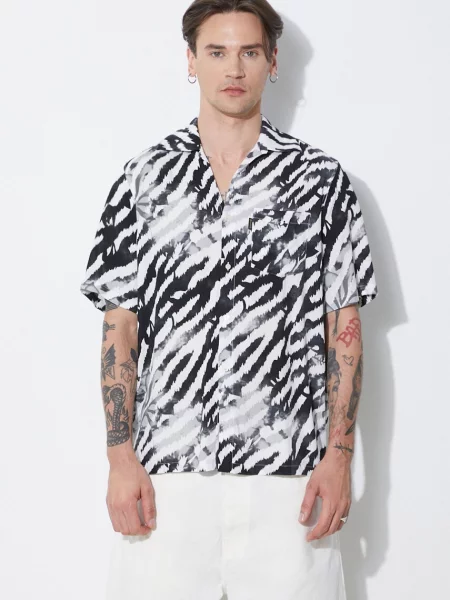 Сорочка Aries Hibiscus Hawaiian Shirt regular класичний комір чорний