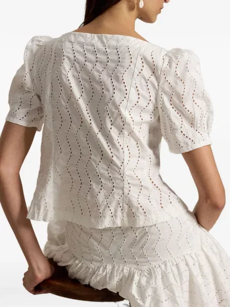 Blugi Polo Ralph Lauren cu broderie de in cu două rânduri de nasturi roz