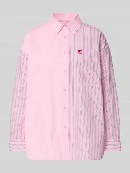 Koszula bluzowa o kroju relaxed fit z czystej bawełny model JOLIVIA' Essentiel Antwerp różowa