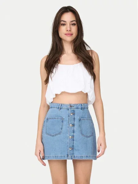 ONLY Marškinėliai Lou Cropped Fit balta