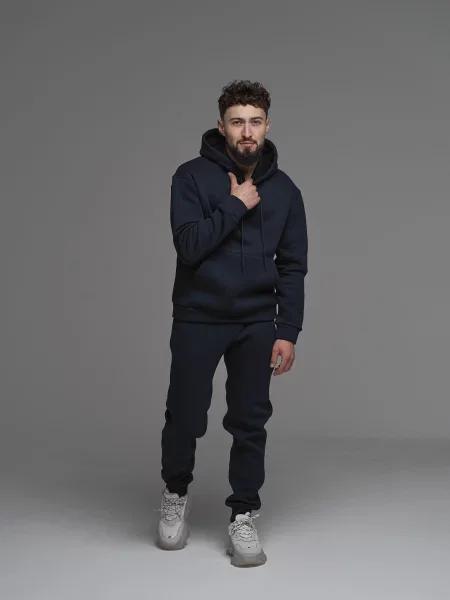 Флисовый костюмный спортивный костюм Handy Wear с капюшоном синий