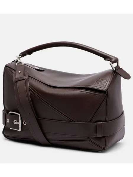Geanta de piele Loewe din piele biker maro