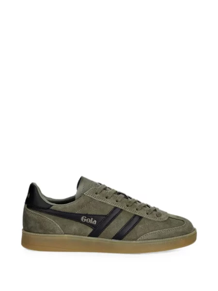 Sneakerși Gola din piele de căprioară cu imagine verde