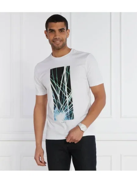 BOSS GREEN Tricou Tee 6 | stretch alb