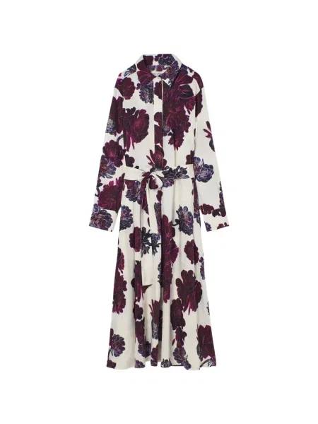 Rochie midi Psophia cu model floral cu imagine alb