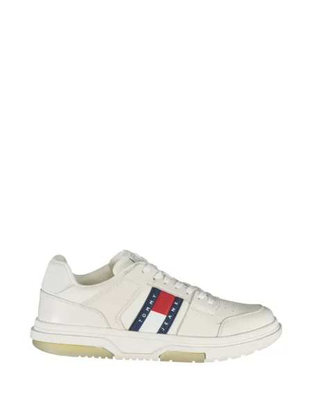 Sneakerși Tommy Hilfiger cu șireturi din dantelă cu autograf alb