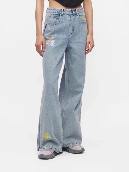 ADIDAS ORIGINALS Džínsy modrosivá / žltá / svetločervená / biela modrá