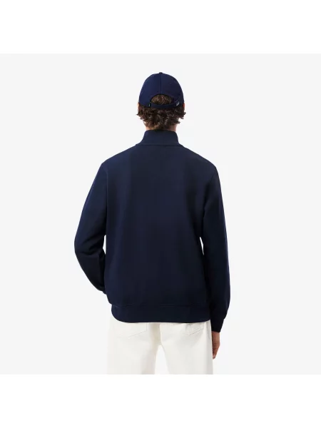 Lacoste Bluza Interlock Z Wysokim Kołnierzem I Zamkiem Błyskawicznym granatowa