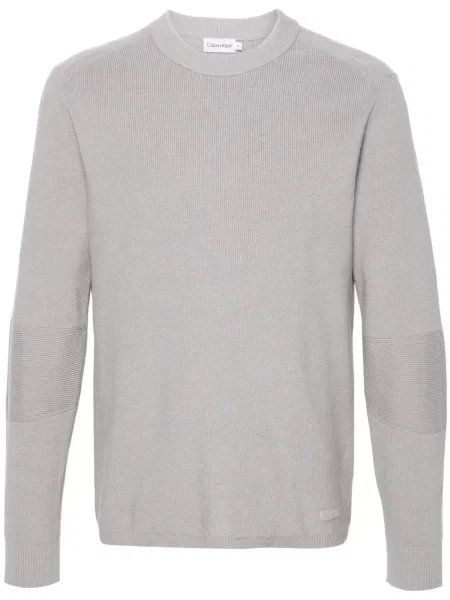 Sweter Calvin Klein z okrągłym dekoltem szary
