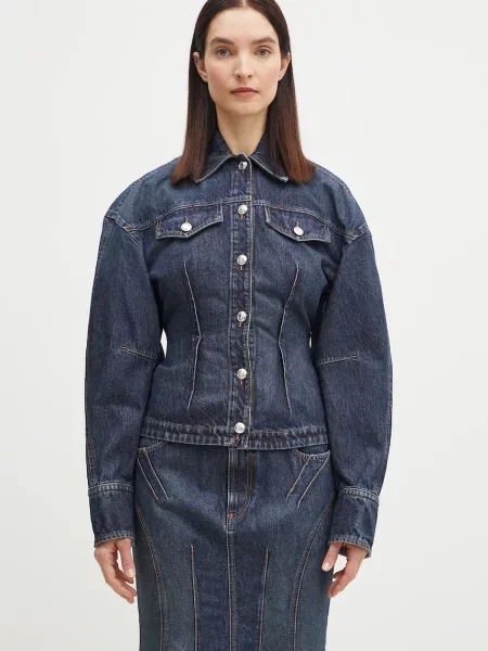 Sportmax geacă din denim Filato bleumarin de tranzitie