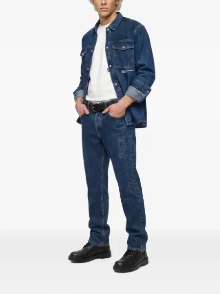 Tiesūs džinsai Karl Lagerfeld Jeans su autografu mėlyna