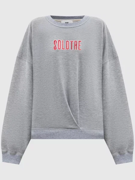 Меланжевий світшот з вишивкою логотипа Solotre сірий