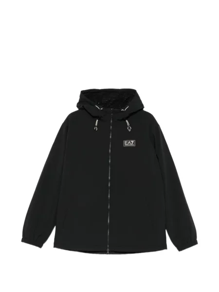 Geacă Ea7 Emporio Armani cu glugă cu autograf negru