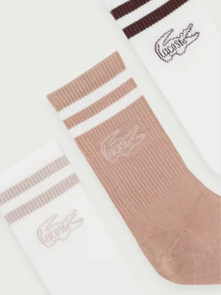 Lacoste nogavice z bombažem paket 3 kosov bež
