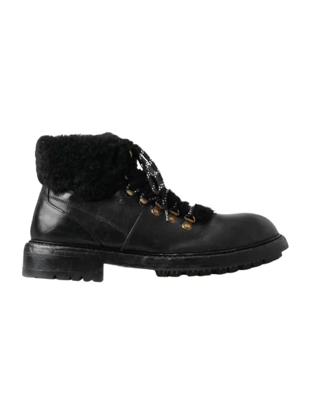 Buty trekkingowe Dolce And Gabbana skórzane trekkingowe czarne
