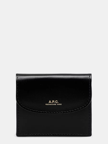 A.P.C. portofel de piele Trifold Geneve femei negru