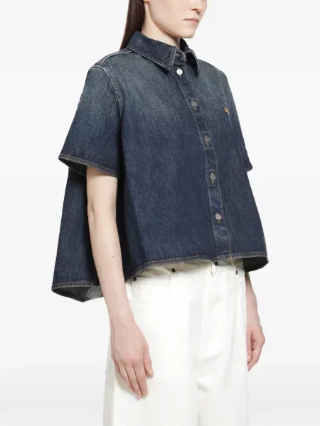 Scurt cămașă Loewe cu broderie albastru