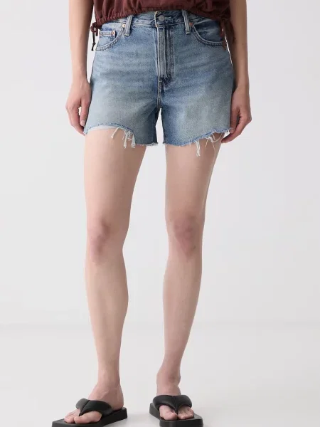 Levi's szorty jeansowe RIBCAGE A-LINE niebieskie