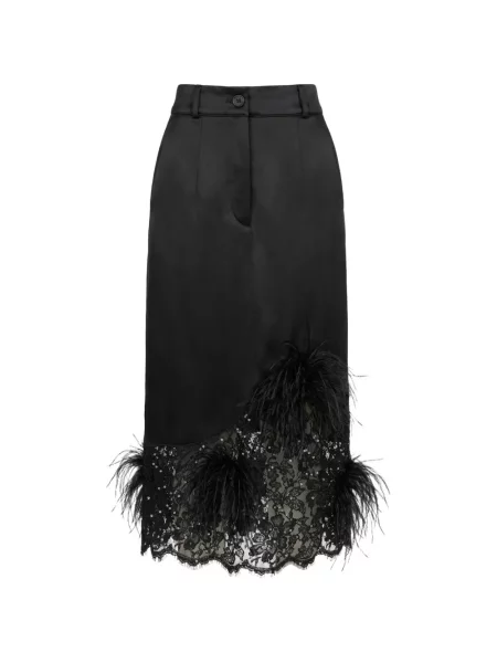 Fustă Almaz cu pene din dantelă negru