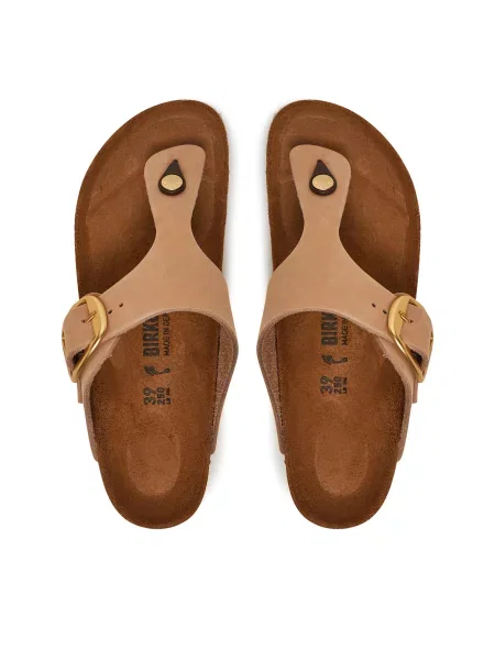 Papuci Birkenstock cu cataramă bej