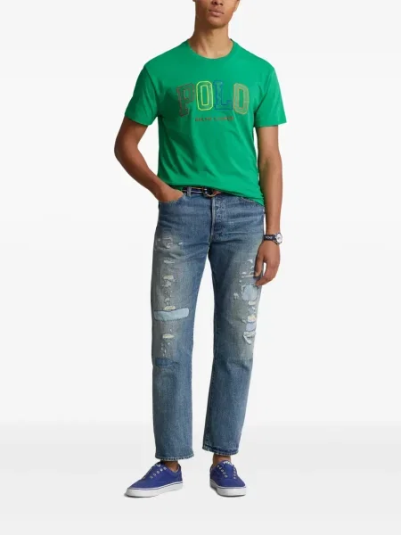 Поло тениска Polo Ralph Lauren от джърси с принт черно
