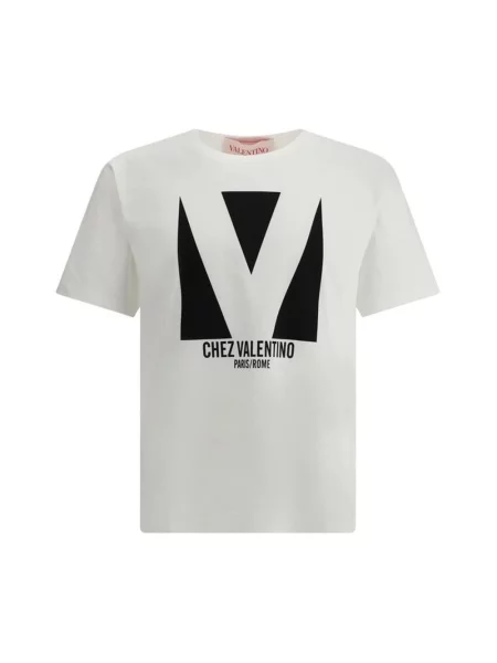 Lniana koszulka Valentino z logo biała
