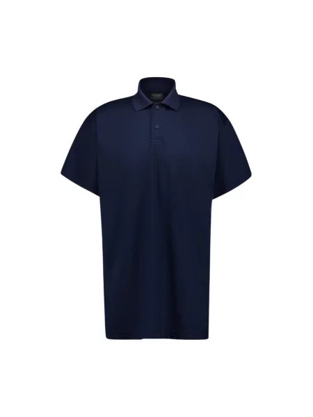 Lniana koszulka polo Balenciaga niebieska